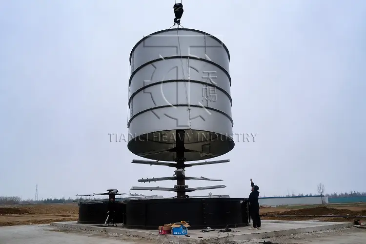 Tianci vertical fermentation tank installation site in Vietnam for 350000 broiler farm 01