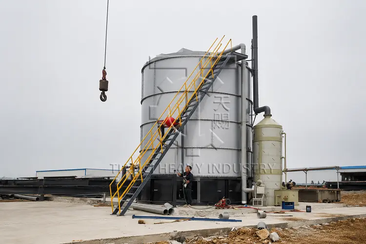 Tianci vertical fermentation tank installation site in Vietnam for 350000 broiler farm 02