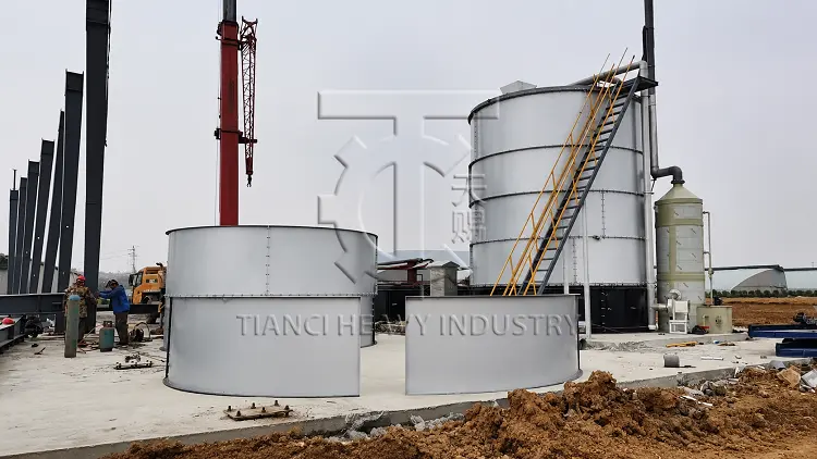 Tianci vertical fermentation tank installation site in Vietnam for 350000 broiler farm 03