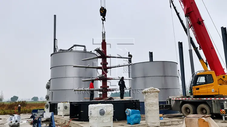 Tianci vertical fermentation tank installation site in Vietnam for 350000 broiler farm 04