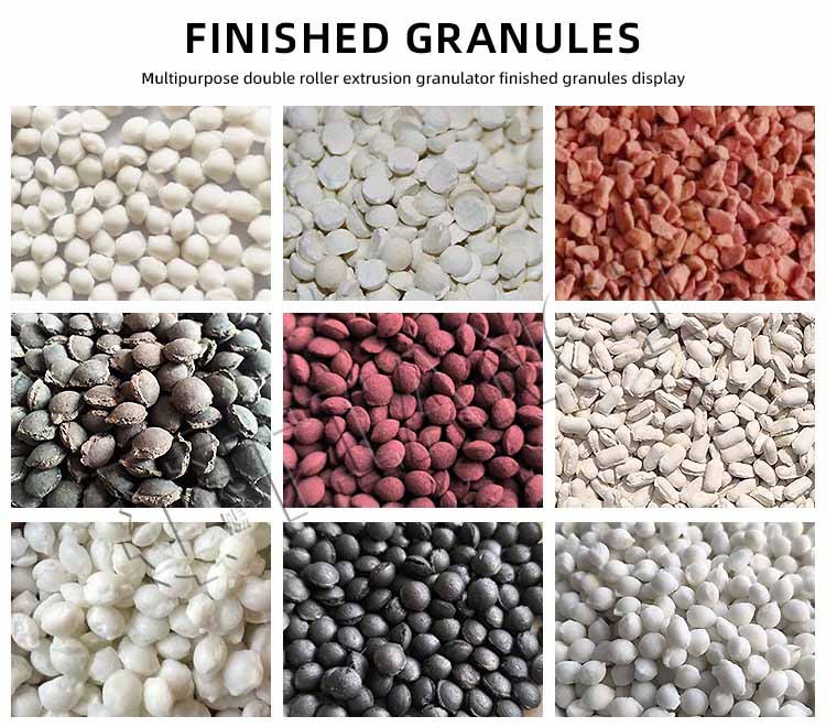 double roller granulator finished granules display