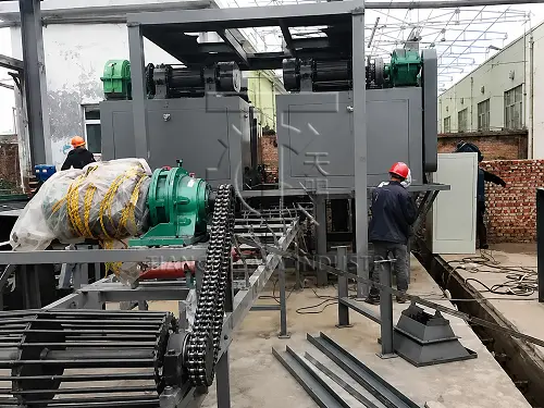 Complete NPK compound fertilizer dry granulation line under installation at customer workshop