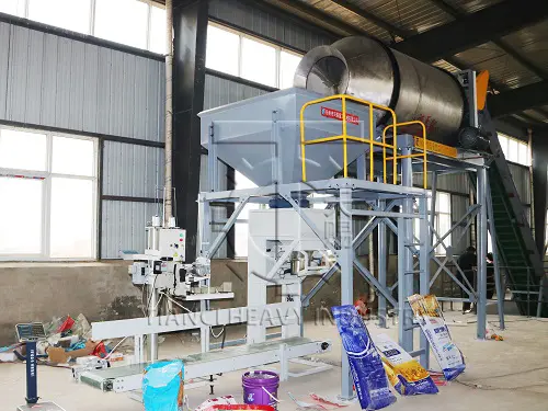 Rotary drum mixer unit for bulk blending BB fertilizer plant