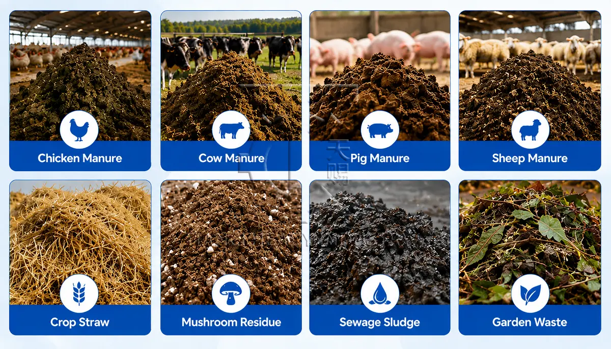 suitable various raw materials for crawler type compost turners