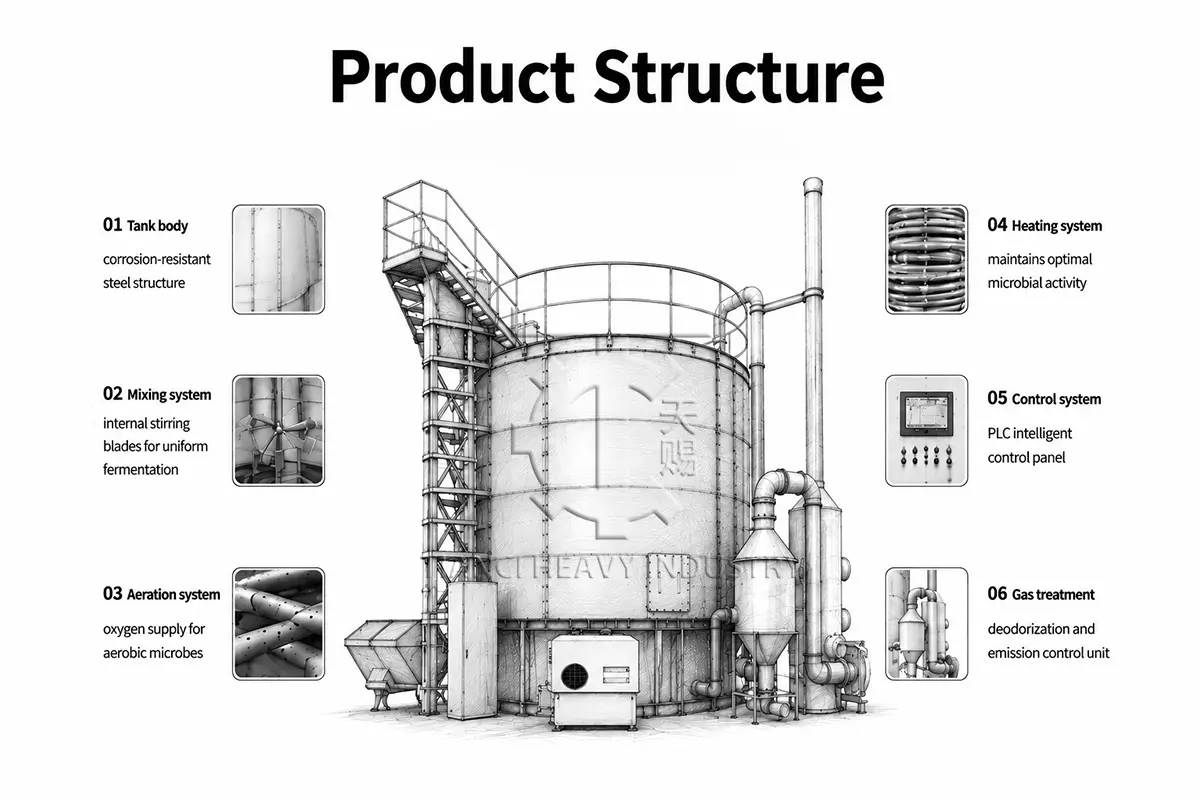 vertical fermentation tank structural sketch 01